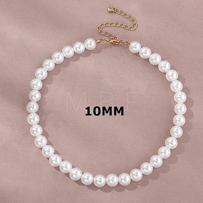 Plastic Imitation Pearl Round Beaded Necklaces for Women WGF0340-03-1