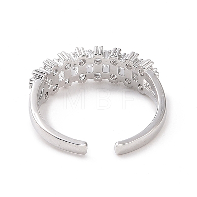 Clear Cubic Zirconia Open Cuff Ring RJEW-E072-10P-1