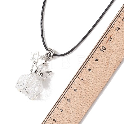 8Pcs 8 Colors Glass Seed Beaded Star Angel Pendant Black Waxed Cotton Cord Necklaces NJEW-MZ00144-1