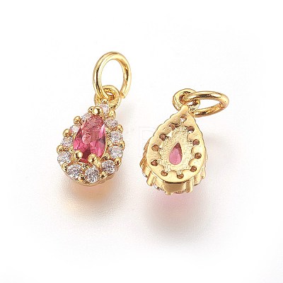 Brass Cubic Zirconia Charms LS-KK-E772-14A-G-1