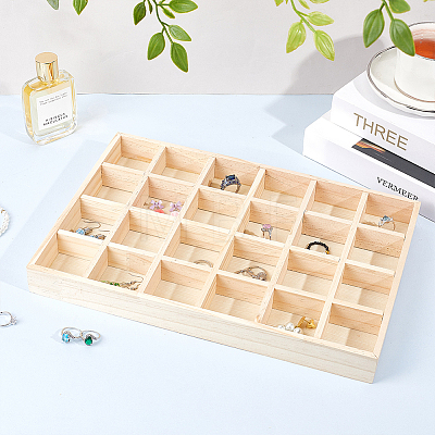 24 Grids Wood Jewelry Display Trays for Earrings Rings Bracelets Necklaces AJEW-WH0673-70-1