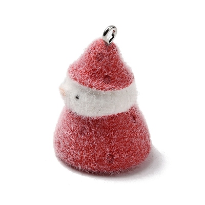 Christmas Flocky Opaque Resin Pendants RESI-F062-04B-1