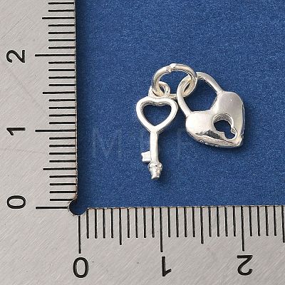 925 Sterling Silver Key & Heart Lock Charms with 925 Stamp and Jump Rings FIND-U013-04S-1