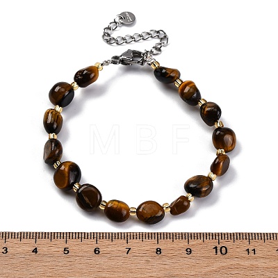 Natural Tiger Eye Beaded Bracelets for Women G-P563-07P-19-1