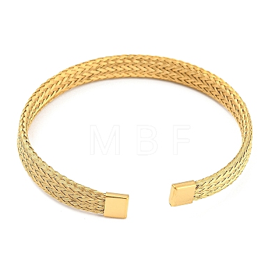 304 Stainless Steel Wire Mesh Cuff Bangles for Women BJEW-D022-01B-G-1