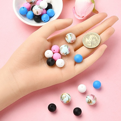 30Pcs 5 Colors Food Grade Eco-Friendly Silicone Focal Beads SIL-YW0001-24A-1