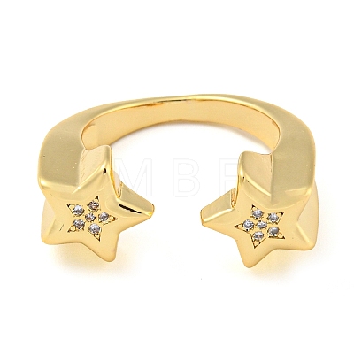 Brass Micro Pave Cubic Zirconia Open Finger Ring RJEW-C069-05A-G-1