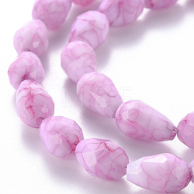 Opaque Baking Painted Crackle Glass Beads Strands EGLA-T008-17D-1