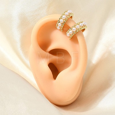 Brass ABS Plastic Pearl Cuff Earrings for Women PL-CBA43D6-03G-1
