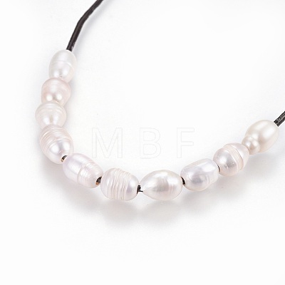 Adjustable Natural Pearl Beaded Necklaces NJEW-JN02305-01-1