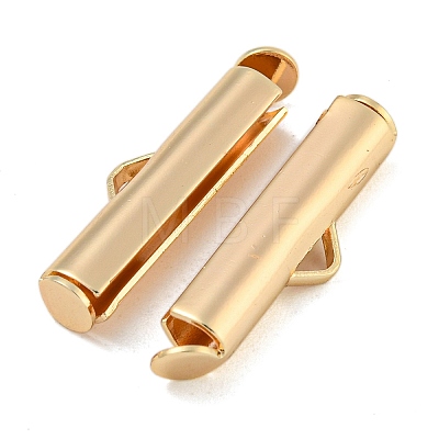 Brass Slide On End Clasp Tubes KK-N254-119G-03-1