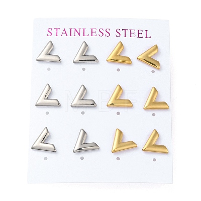 PVD Vacuum Plating 304 Stainless Steel Stud Earring EJEW-C099-03GP-1