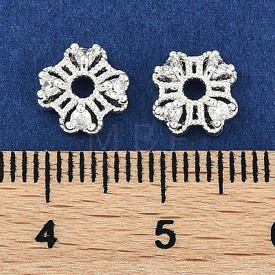 Brass Micro Pave Clear Cubic Zirconia Bead Caps KK-I719-06S-1