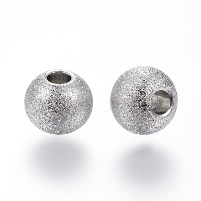 201 Stainless Steel Textured Beads X-STAS-P108-05-1