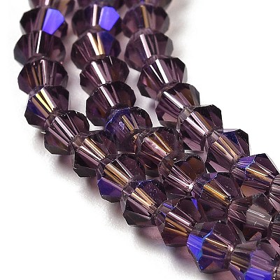 Transparent Electroplate Glass Beads Strands GLAA-F029-3mm-D04-1