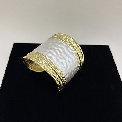 Iron Enamel Textured Wide Open Cuff Bangles for Women WGEDD9F-01-1