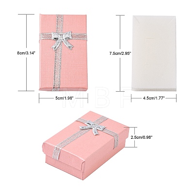 Valentines Day Wife Gifts Packages Cardboard Jewelry Set Boxes with Bowknot and Sponge Inside CBOX-R013-4-1
