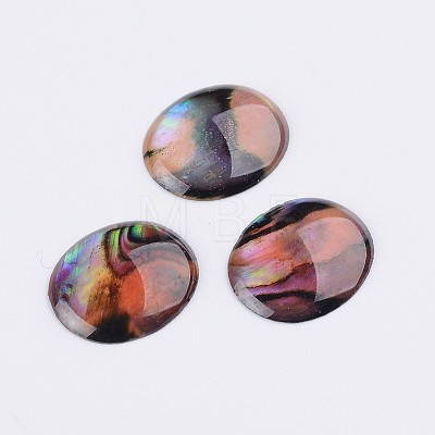 Oval Abalone Shell/Paua Shell Cabochons S-SSHEL-K002-12mm-03-1