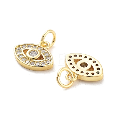 Rack Plating Brass Micro Pave Clear Cubic Zirconia Charms KK-C063-03G-1