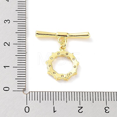 Rack Plating Brass Micro Pave Clear Cubic Zirconia Toggle Clasps KK-P247-13G-1