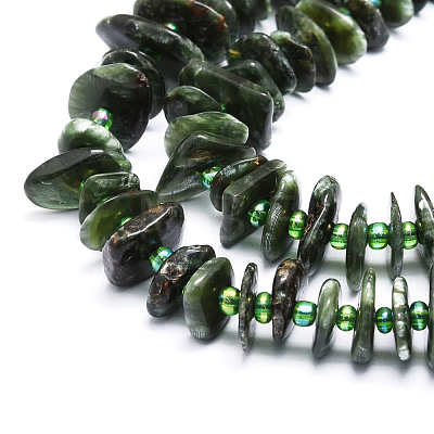 Natural Seraphinite Beads Strands G-E569-K02-1