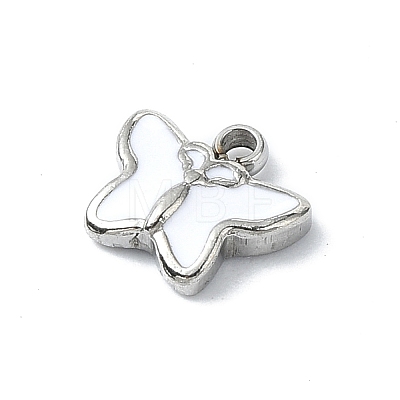 304 Stainless Steel White Enamel Charms STAS-L022-439P-02-1