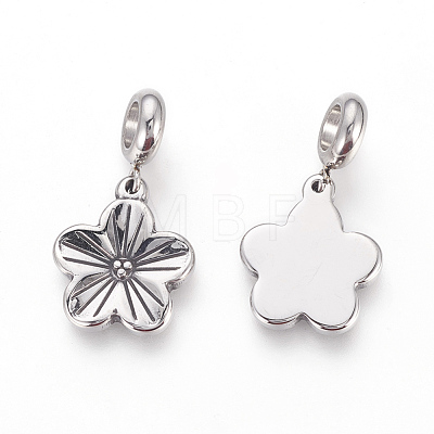 304 Stainless Steel European Dangle Charms STAS-P217-07AS-1