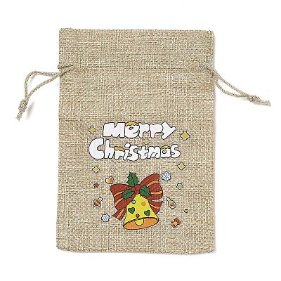 Christmas Printed Burlap Packing Pouches Drawstring Bags ABAG-Q053-02A-10-1