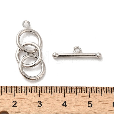Rhodium Plated 925 Sterling Silver 3-Ring Toggle Clasps STER-P049-01P-1