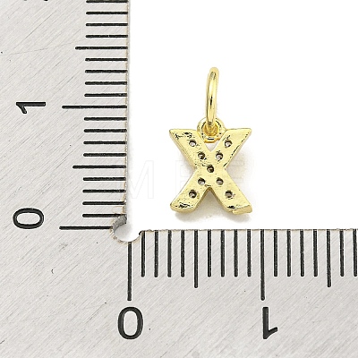 Letter Brass Micro Pave Clear Cubic Zirconia Pendants KK-K354-06G-X-1