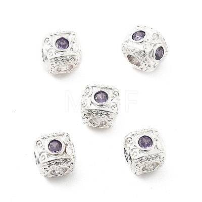 Brass Micro Pave Cubic Zirconia Beads KK-R216-17P-02-1