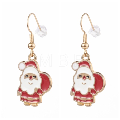 Christmas Theme Alloy Enamel Dangle Earrings Sets EJEW-JE04512-1