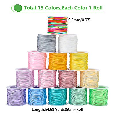 WADORN 15 Rolls 15 Colors Chinlon Thread OCOR-WR0001-39-1