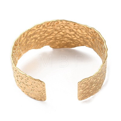 304 Stainless Steel Textured Cuff Bangles BJEW-F457-01G-1