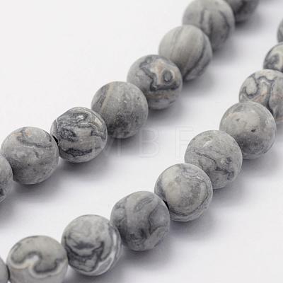 Natural Map Stone/Picasso Stone/Picasso Jasper Beads Strands G-F518-16-6mm-1