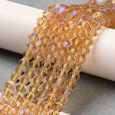 Transparent Electroplate Glass Beads Strands GLAA-F029-4mm-D18-1