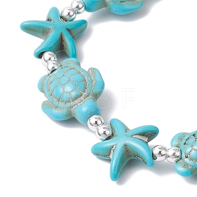 Synthetic Turquoise Beaded Stretch Bracelets for Men Women BJEW-JB11761-02-1