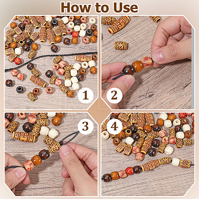 110Pcs 7 Styles Plastic and Wood Beads KY-PA0001-18-1