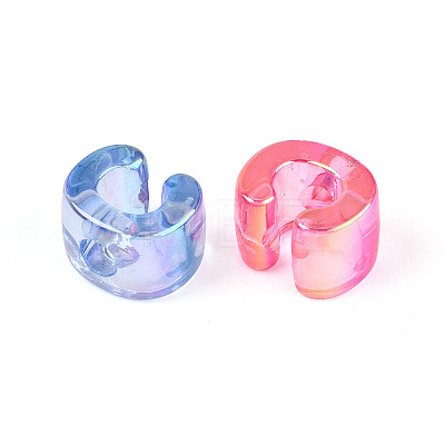 UV Plating Transparent Acrylic European Beads OACR-M027-02C-1