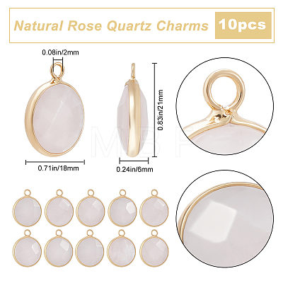 Beebeecraft 10Pcs Natural Rose Quartz Pendants G-BBC0001-37A-1