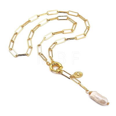 Natural Baroque Pearl Keshi Pearl Lariat Necklaces NJEW-JN03042-1