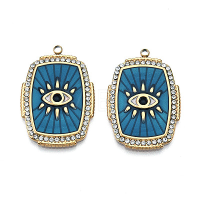 Ion Plating(IP) 304 Stainless Steel Evil Eye Enamel Pendants STAS-N107-04C-G-1