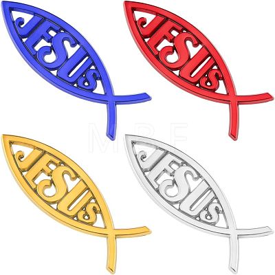 4Pcs 4 Colors ABS Plastic Car Stickers AJEW-FH0003-02-1