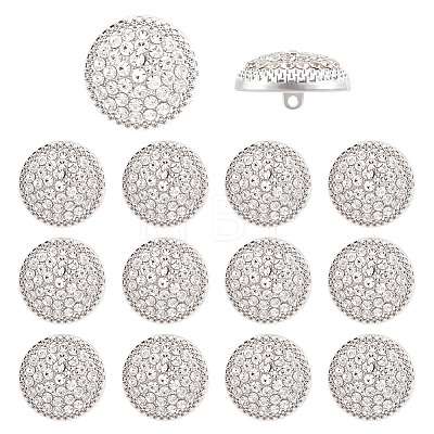 14Pcs 1-Hole Alloy Glass Shank Buttons BUTT-MA0001-16A-S-1