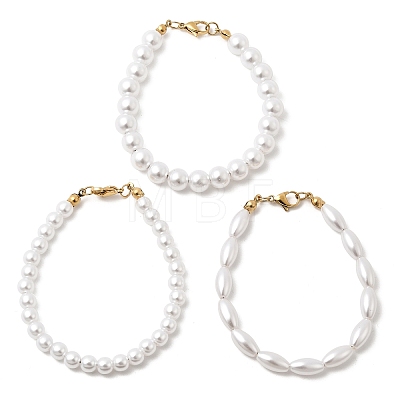 Plastic Pearl Beaded Bracelets for Women BJEW-L716-01G-1