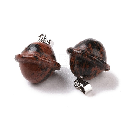 Natural Mahogany Obsidian Pendants G-B041-01P-08-1