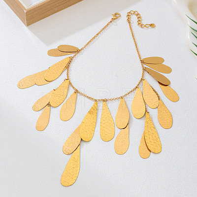 Exaggerated Alloy Teardrop Pendant Bib Necklaces for Women WG3386A-01-1