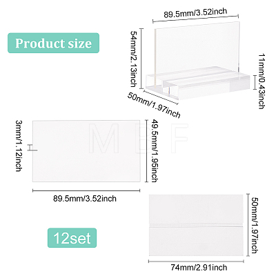 Transparent Acrylic Blank Place Sign & Base Holder Set FIND-WH0042-52-1