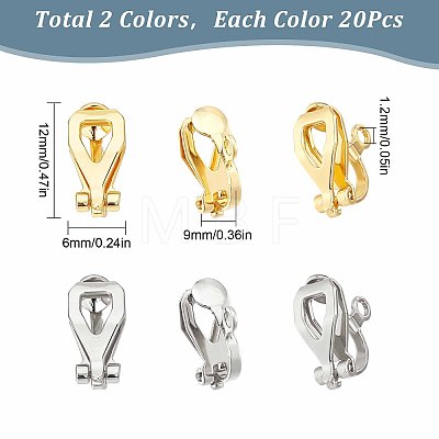 40Pcs 2 Colors 304 Stainless Steel Clip-on Earring Findings STAS-SC0004-26-1