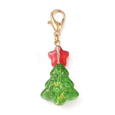 Christmas Tree Glass Pendant Decorations HJEW-JM04051-1